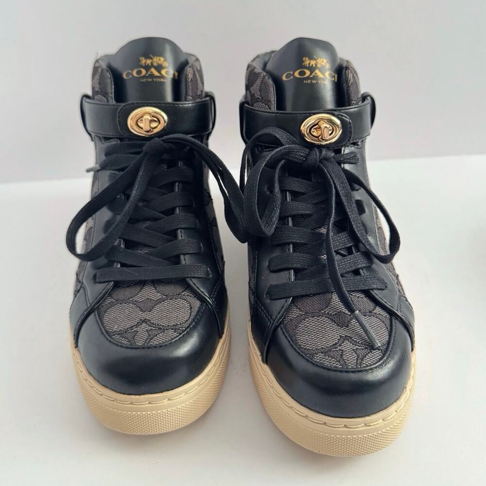 Coach Ray Outline High Top Sneakers style in black smoke #Q7838 - Picture 4 of 13